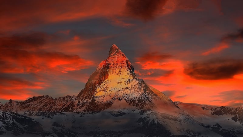 Snowy mountain landscape
